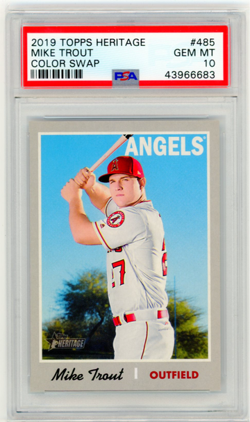 2019 Topps Heritage #485 Mike Trout Color Swap PSA 10 GEM MINT!