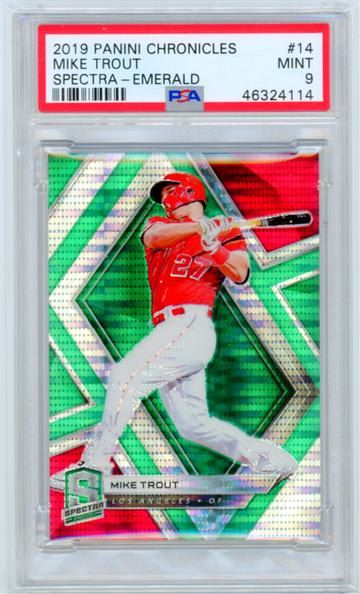 2019 Panini Chronicles Spectra #14 Mike Trout Emerald PSA 10 GEM MINT!