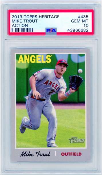 2019 Topps Heritage #485 Mike Trout Action PSA 10 GEM MINT!