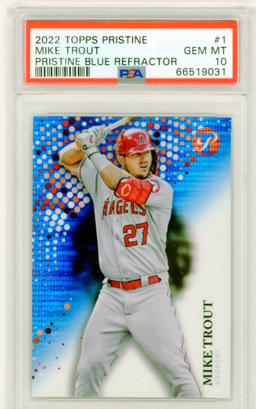 2022 Topps Pristine #1 Mike Trout Pristine Blue Refractor PSA 10 GEM MINT!