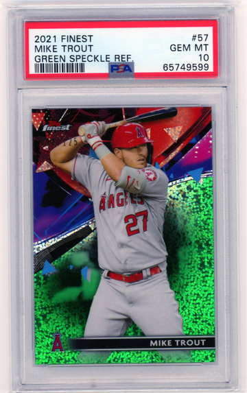 2021 Finest #57 Mike Trout Green Speckle Refractor PSA 10 GEM MINT!