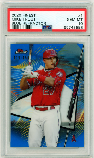2020 Finest #1 Mike Trout Blue Refractor PSA 10 GEM MINT!