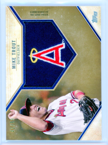 2019 Topps Retro Hat Logo Patch RHLP-MT Mike Trout Gold