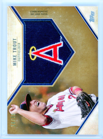 2019 Topps Retro Hat Logo Patch #RHLP-MT Mike Trout Gold