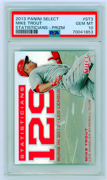 2013 Panini Select #ST3 Mike Trout Statisticians Prizm PSA 10 GEM MINT!