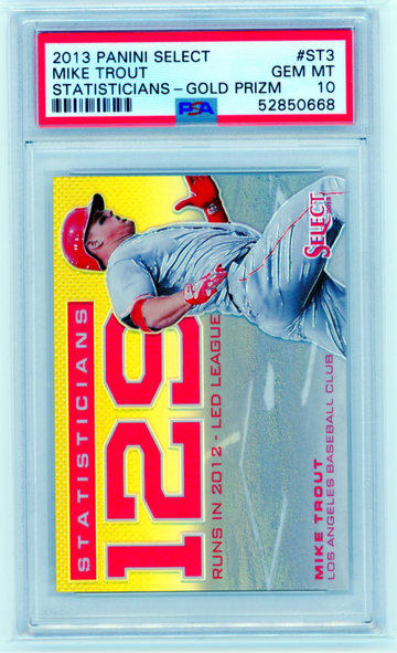 2013 Panini Select #ST3 Mike Trout Statisticians Gold Prizm PSA 10 GEM MINT!