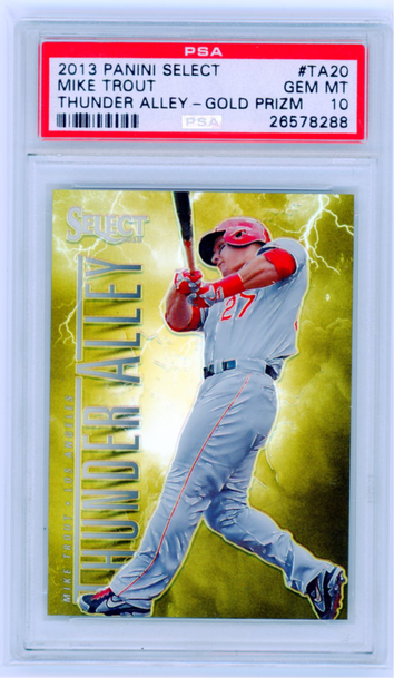 2013 Panini Select #TA20 Mike Trout Thunder Alley Gold Prizm PSA 10 GEM MINT!