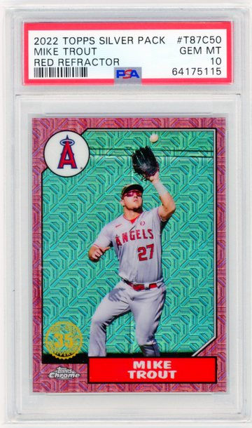 2022 Topps Silver Pack #T87C50 Mike Trout Red Refractor PSA 10 GEM MINT!