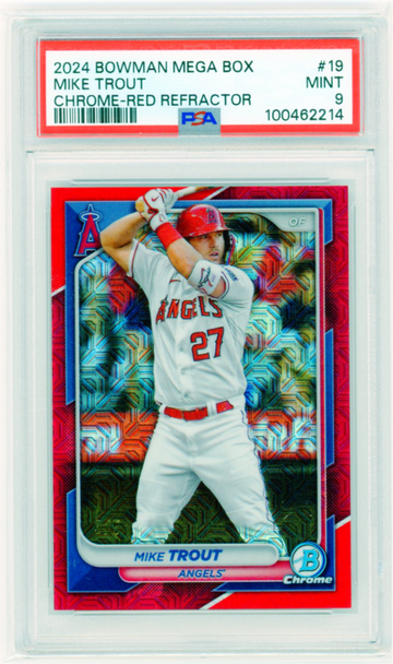2024 Bowman Mega Box #19 Mike Trout Chrome-Red Refractor PSA 9 MINT!