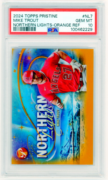 2024 Topps Pristine #NL7 Mike Trout Northern Lights-Orange Refractor PSA 10 GEM MINT!