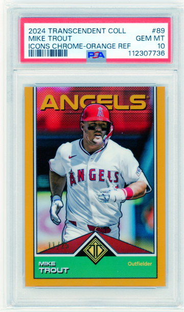2024 Transcendent Collection #89 Mike Trout Icons Chrome-Orange Refractor PSA 10 GEM MINT!