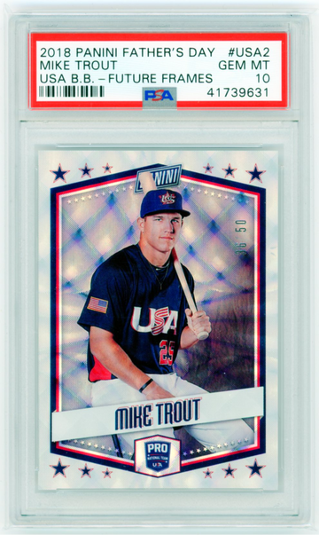 2018 Panini Father's Day #USA2 Mike Trout USA Baseball-Future Frames PSA 10 GEM MINT!