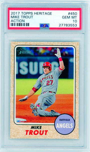 2017 Topps Heritage #450 Mike Trout Action PSA 10 GEM MINT!