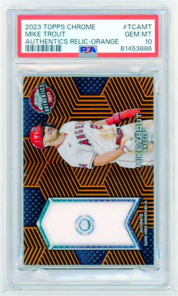 2023 Topps Chrome #TCAMT Mike Trout Authentics Relic-Orange PSA 10 GEM MINT!