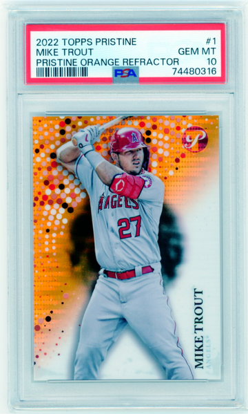 2022 Topps Pristine #1 Mike Trout Pristine Orange Refractor PSA 10 GEM MINT!