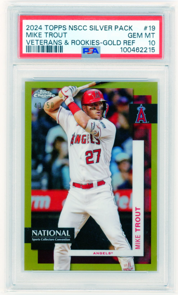 2024 Topps NSCC Silver Pack #19 Mike Trout Veterans & Rookies-Gold Refractor PSA 10 GEM MINT!