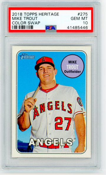 2018 Topps Heritage #275 Mike Trout Color Swap PSA 10 GEM MINT!