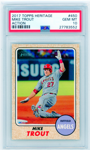 2017 Topps Heritage #450 Mike Trout Action PSA 10 GEM MINT!