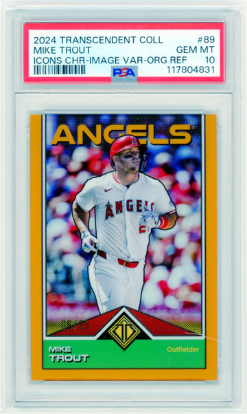 2024 Transcendent Collection #89 Mike Trout Icons Chrome Variation-Orange Refractor PSA 10 GEM MINT!