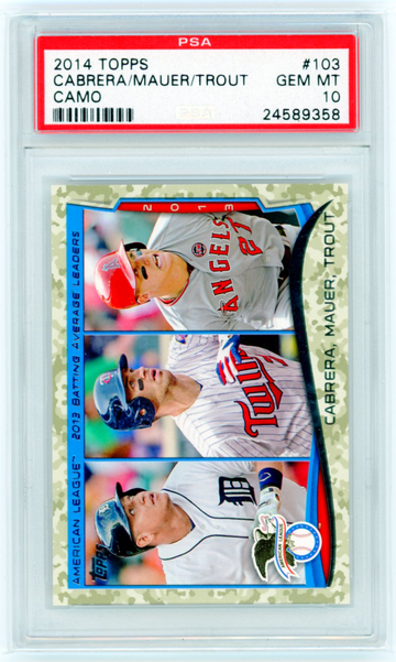 2014 Topps #103 Cabrera/Mauer/Trout Camo PSA 10 GEM MINT!