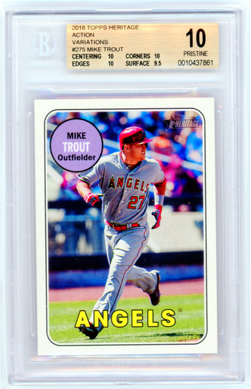 2018 Topps Heritage #275 Mike Trout Action Variation BGS 10 Pristine!!