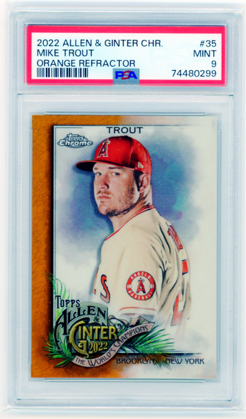 2022 Allen & Ginter Chrome #35 Mike Trout Orange Refractor PSA 9 MINT!