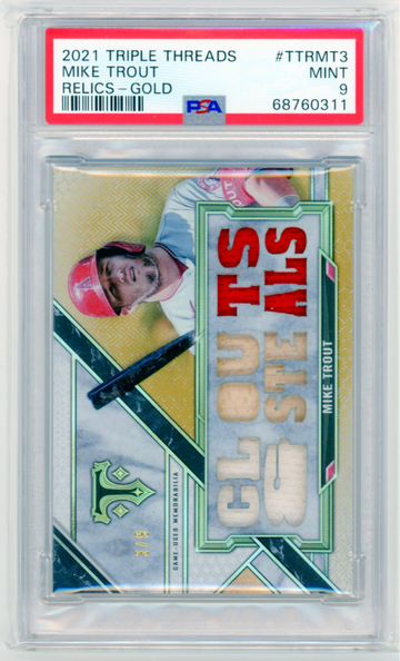 2021 Topps Triple Threads #TTRMT3 Mike Trout Relics-Gold PSA 9 MINT!