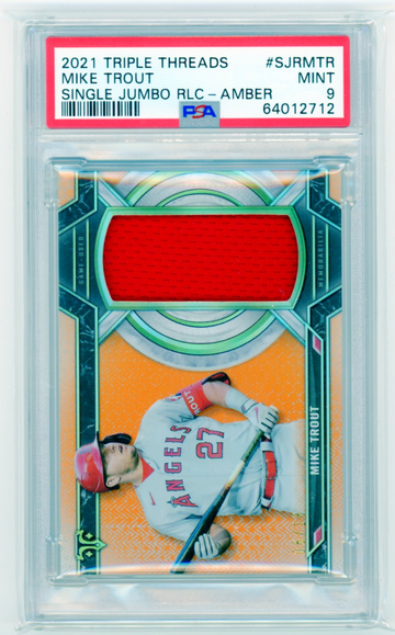 2021 Triple Threads #SJRMTR Mike Trout Single Jumbo Relic-Amber PSA 9 MINT!