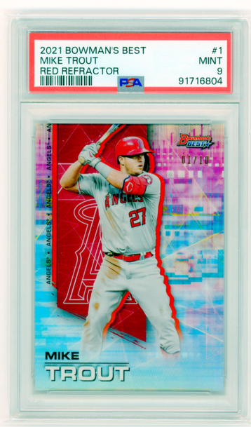 2021 Bowman's Best #1 Mike Trout Red Refractor PSA 9 MINT!