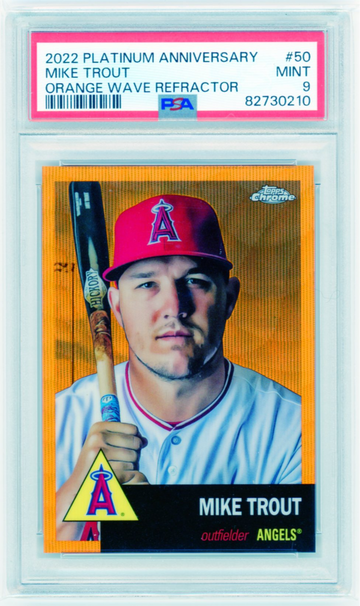 2022 Platinum Anniversary #50 Mike Trout Orange Wave Refractor PSA 9 MINT!