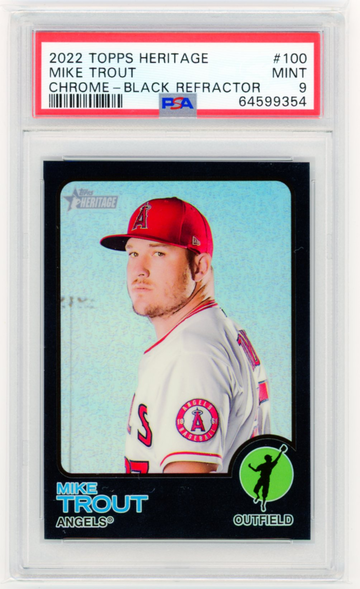 2022 Topps Heritage Chrome #100 Mike Trout Black Refractor PSA 9 MINT!