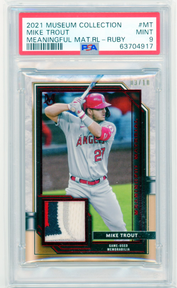2021 Museum Collection #MT Mike Trout Meaningful Materials Relic-RUBY PSA 9 MINT!