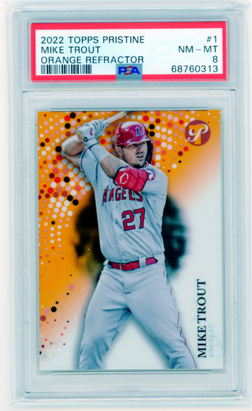 2022 Topps Pristine #1 Mike Trout Orange Refractor PSA 8 NM-MT!