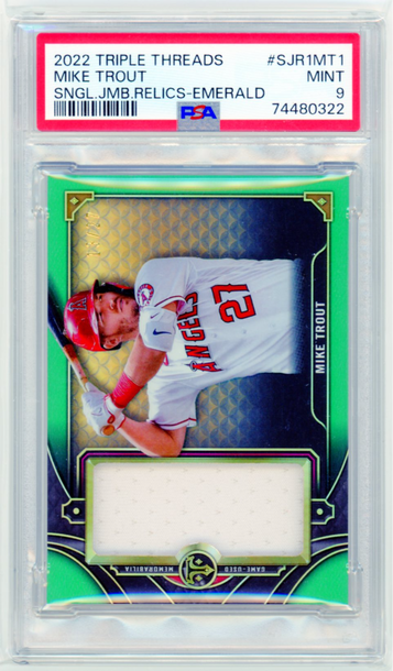 2022 Triple Threads #SJR1MT1 Mike Trout Single Jumbo Relics-Emerald PSA 9 MINT!