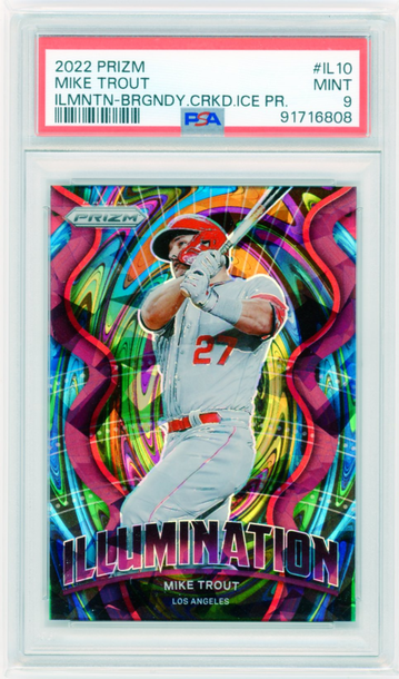 2022 Prizm #IL10 Mike Trout Illumination-Burgandy Cracked Ice PSA 9 MINT!