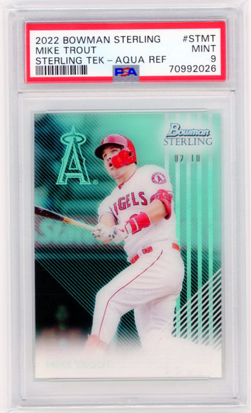 2022 Bowman Sterling #STMT Mike Trout Sterling Tek-Aqua Refractor PSA 9 MINT!
