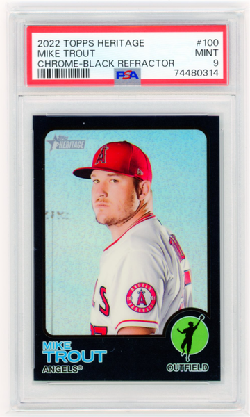 2022 Topps Heritage Chrome #100 Mike Trout Black Refractor PSA 9 MINT!