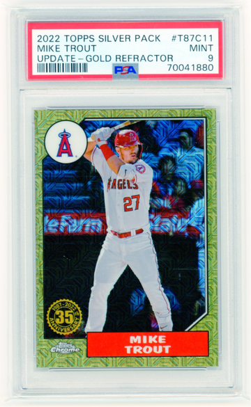 2022 Topps Silver Pack Update #T87C11 Mike Trout Gold Refractor PSA 9 MINT!