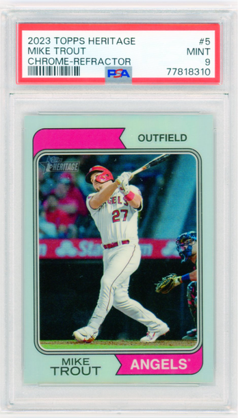 2023 Topps Heritage Chrome #5 Mike Trout Refractor PSA 9 MINT!