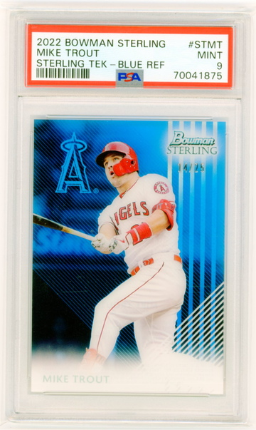 2022 Bowman Sterling Sterling Tek #STMT Mike Trout Blue Refractor PSA 9 MINT!