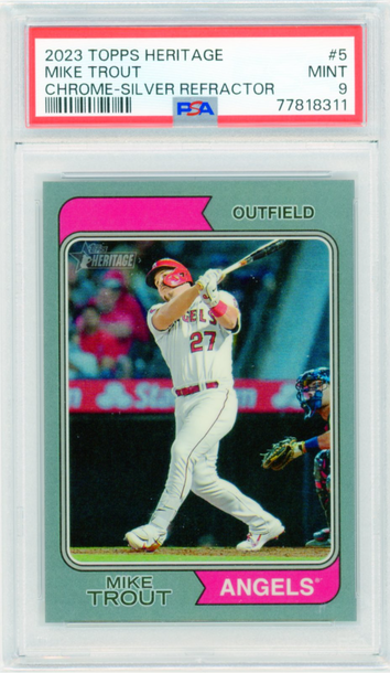 2023 Topps Heritage Chrome #5 Mike Trout Silver Refractor PSA 9 MINT!