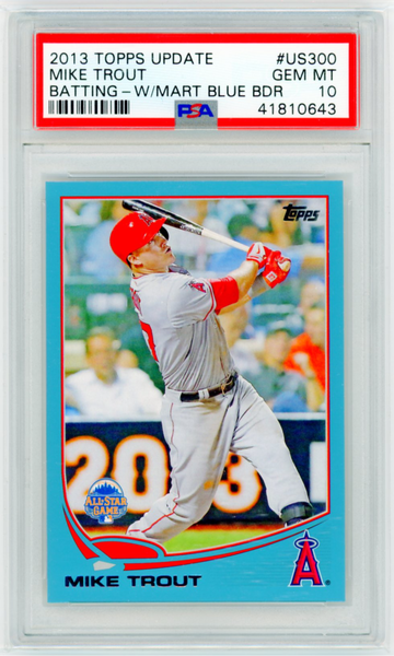 2013 Topps Update #US300 Mike Trout Batting-Walmart Blue Border PSA 10 GEM MINT!
