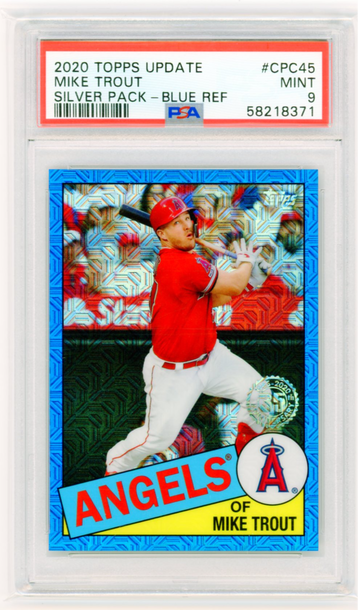 2020 Topps Update Silver Pack #CPC45 Mike Trout Blue Refractor PSA 9 MINT!