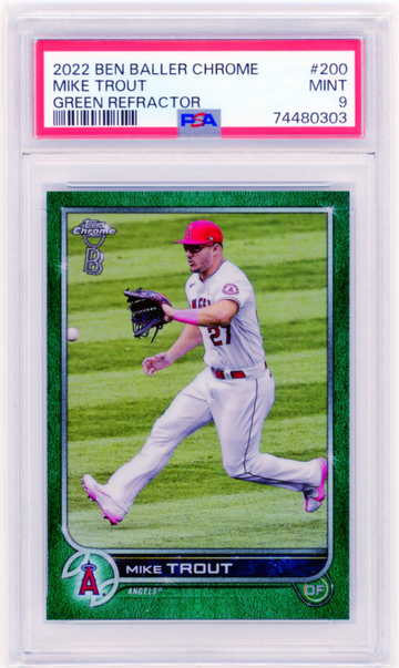 2022 Ben Baller Chrome #200 Mike Trout Green Refractor PSA 9 MINT!