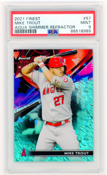 2021 Finest #57 Mike Trout Aqua Shimmer Refractor PSA 9 MINT!