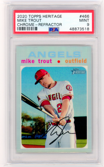 2020 Topps Heritage #466 Mike Trout Chrome Refractor PSA 9 MINT!