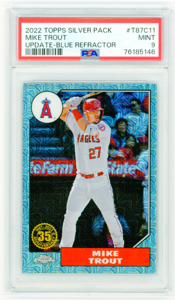 2022 Topps Silver Pack #T87C11 Mike Trout Update-Blue Refractor PSA 9 MINT!