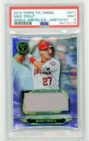 2019 Topps Triple Threads #MT1 Mike Trout Single Jumbo Relics-Amethyst PSA 9 MINT!