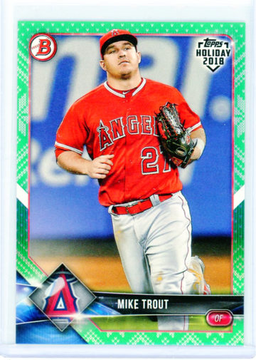2018 Bowman Topps Holiday #TH-MT Mike Trout Green Festive