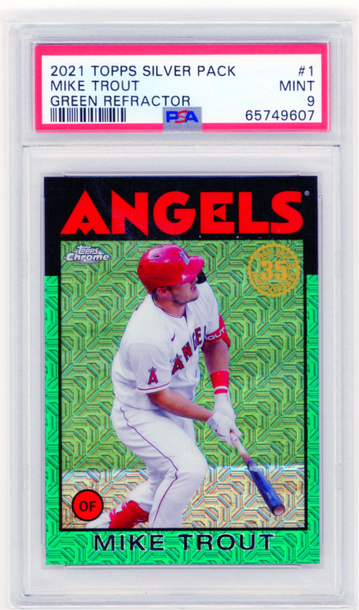 2021 Topps Silver Pack #1 Mike Trout Green Refractor PSA 9 MINT!